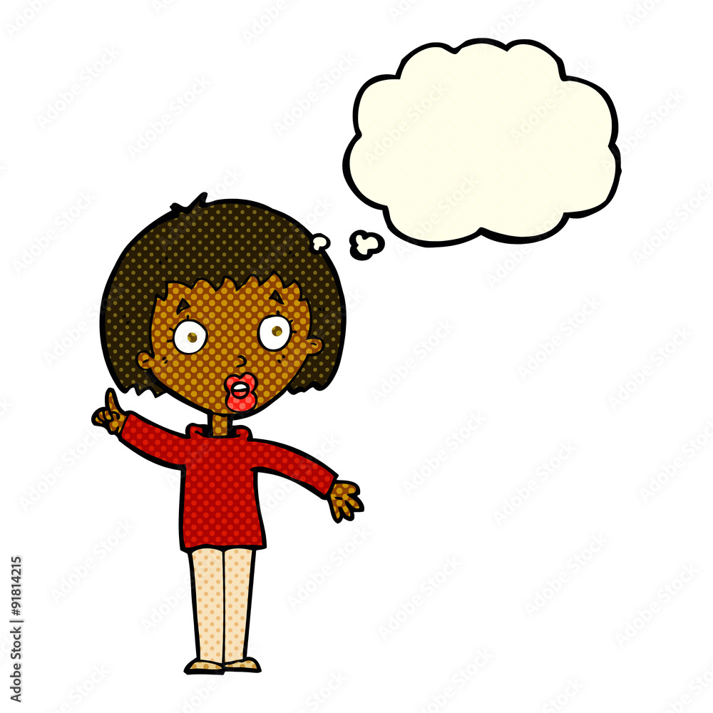 cartoon woman explaining her point with thought bubble cartoon woman explaining her point with thought bubble