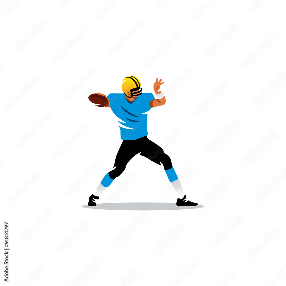 American football. Player sends the ball. Vector Illustration.