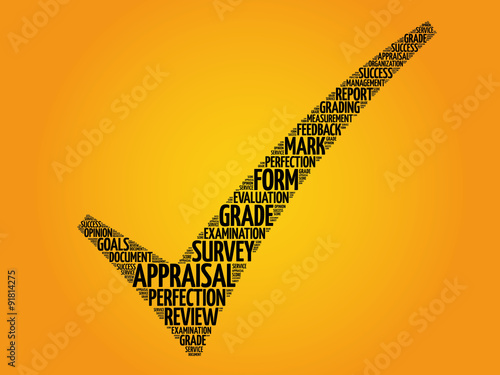 Appraisal check mark, vector business concept words cloud