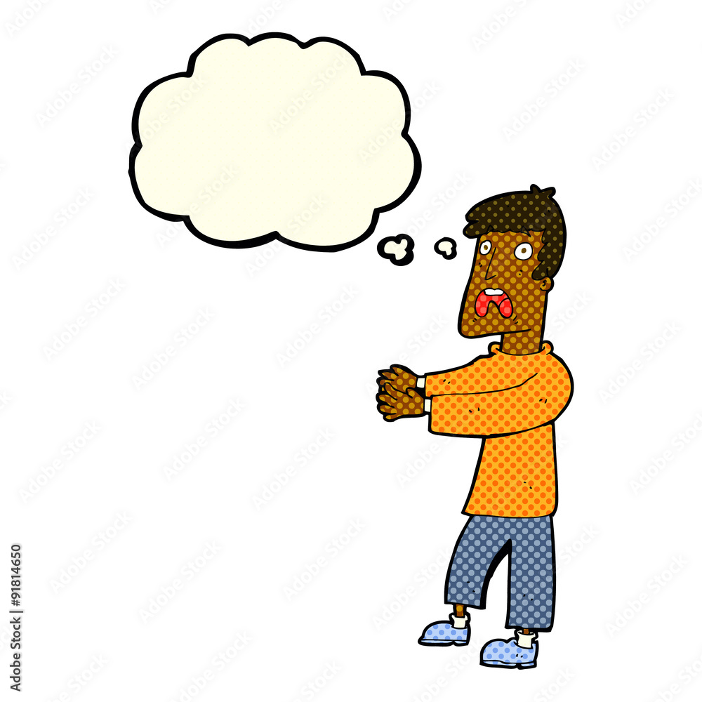 cartoon terrified man with thought bubble cartoon terrified man with thought bubble