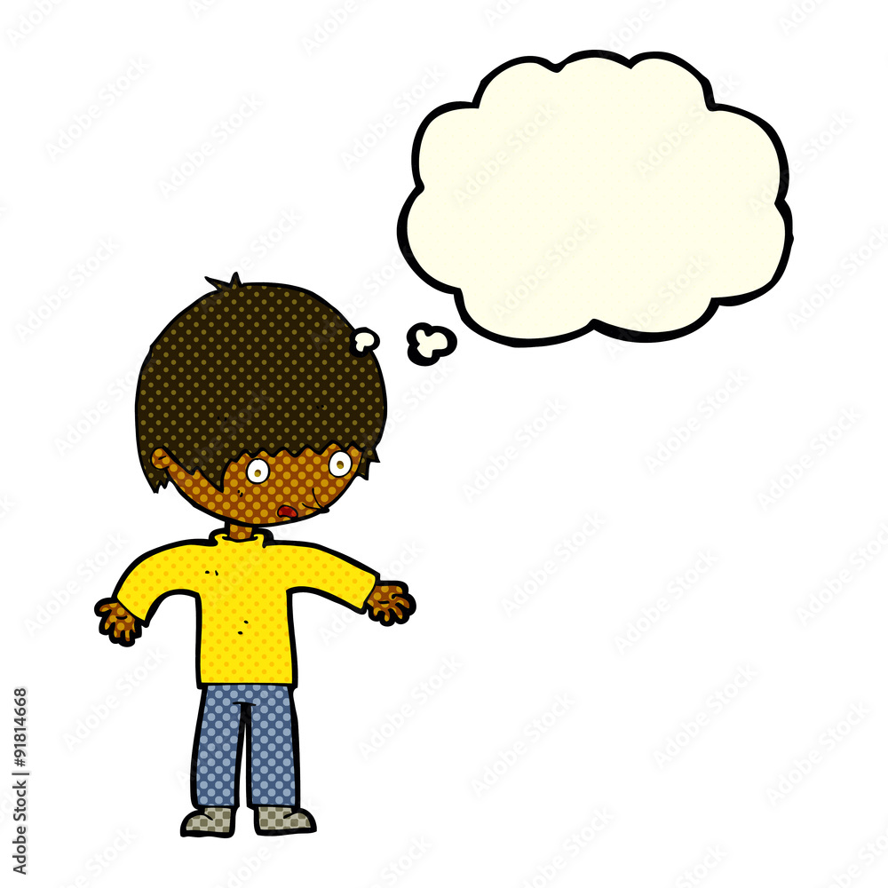 cartoon confused boy with thought bubble cartoon confused boy with thought bubble