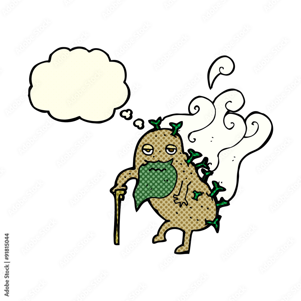 cartoon old potato with thought bubble cartoon old potato with thought bubble