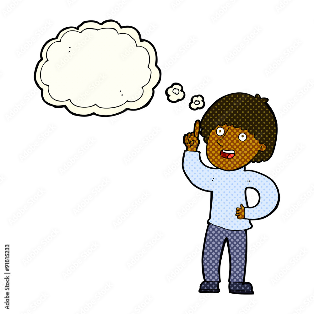 cartoon man with idea with thought bubble cartoon man with idea with thought bubble