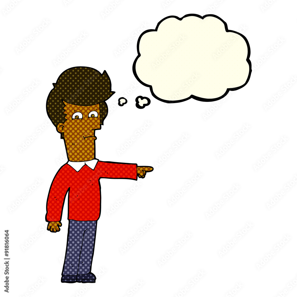 cartoon man pointing with thought bubble cartoon man pointing with thought bubble