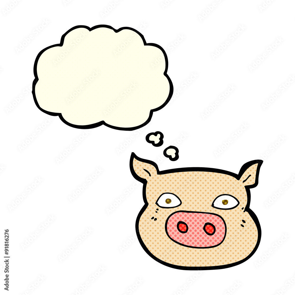 cartoon pig face with thought bubble cartoon pig face with thought bubble