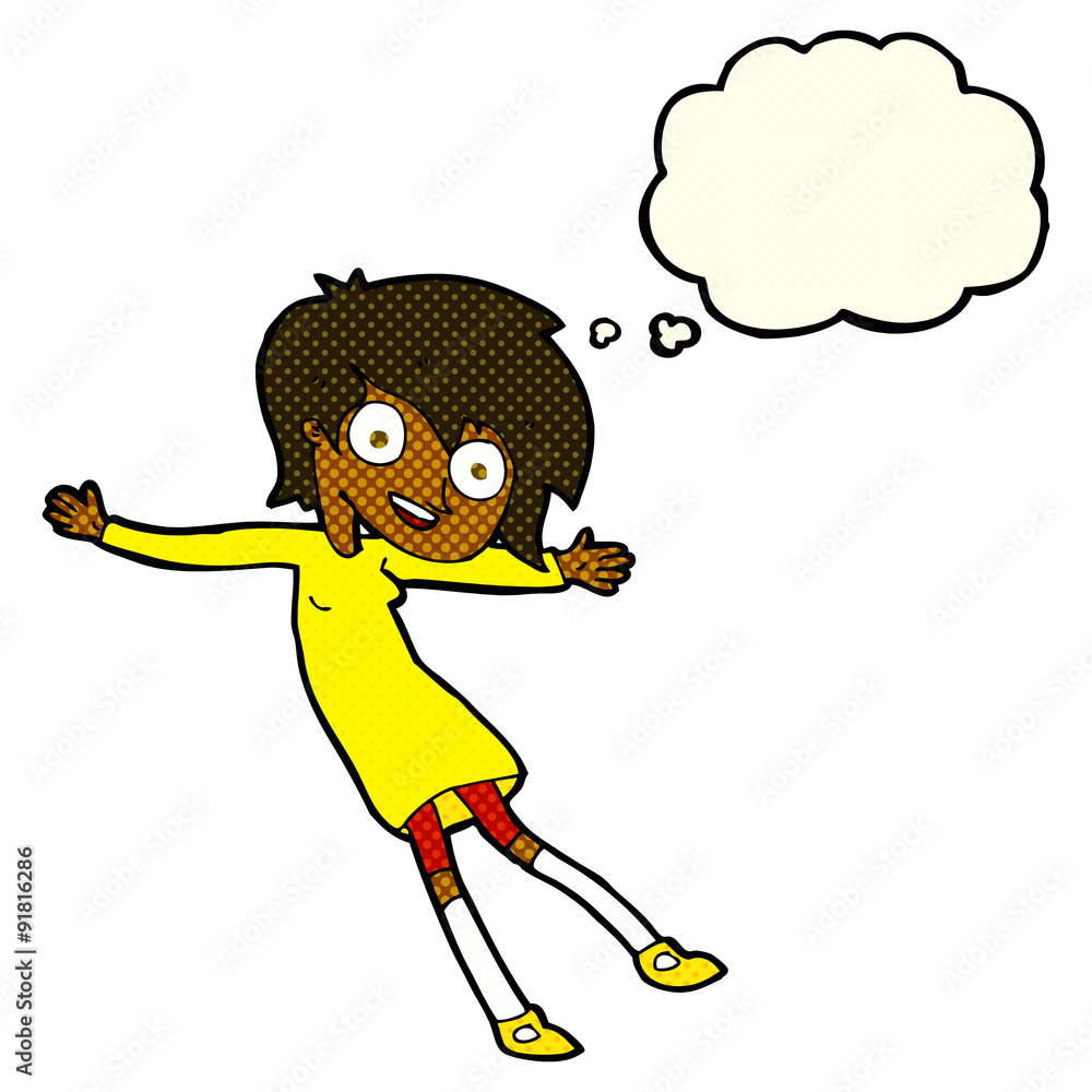 cartoon crazy excited girl with thought bubble cartoon crazy excited girl with thought bubble