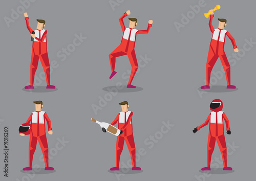 Sports Car Racing Driver Vector Characters