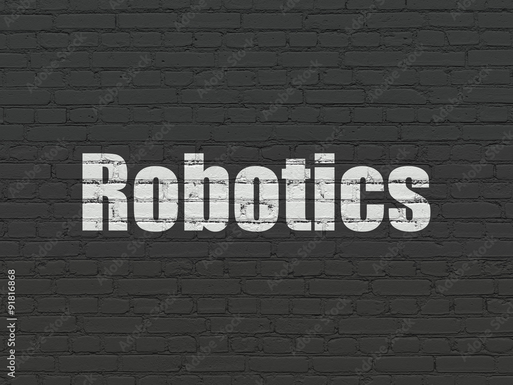 Science concept: Robotics on wall background Science concept: Robotics on wall background