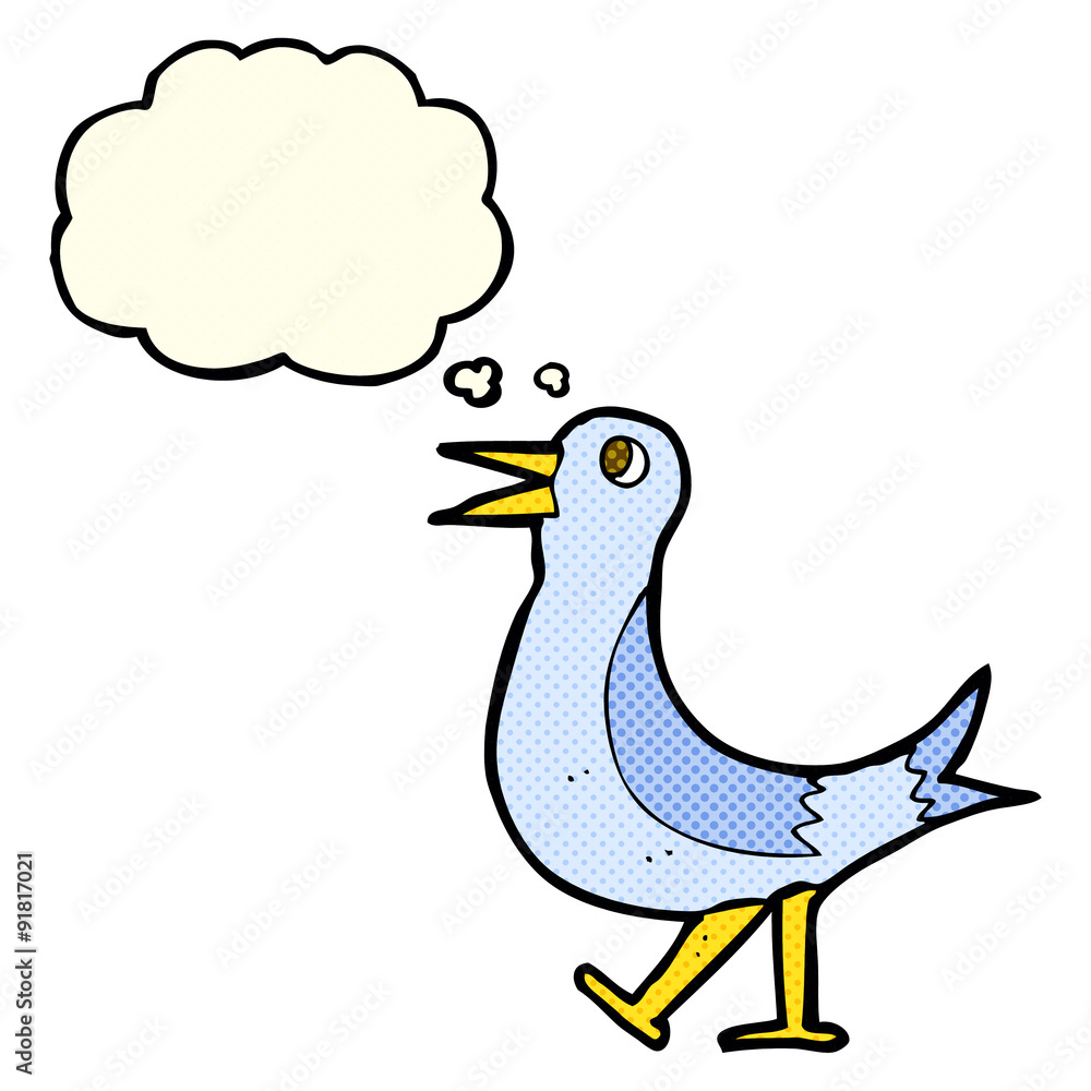 cartoon walking bird with thought bubble cartoon walking bird with thought bubble