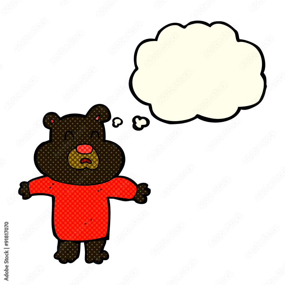 cartoon unhappy black bear with thought bubble cartoon unhappy black bear with thought bubble