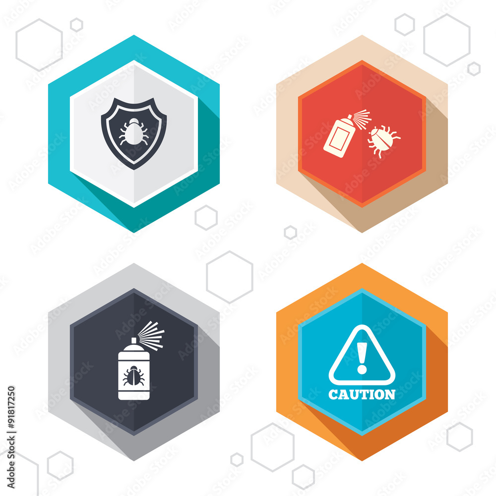 Bug disinfection signs. Caution attention icon. Bug disinfection signs. Caution attention icon.