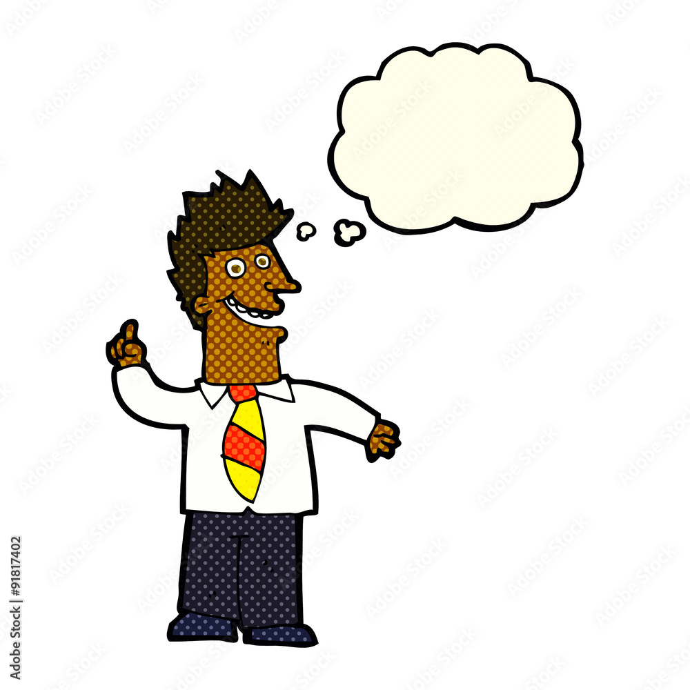 cartoon man with good idea with thought bubble cartoon man with good idea with thought bubble