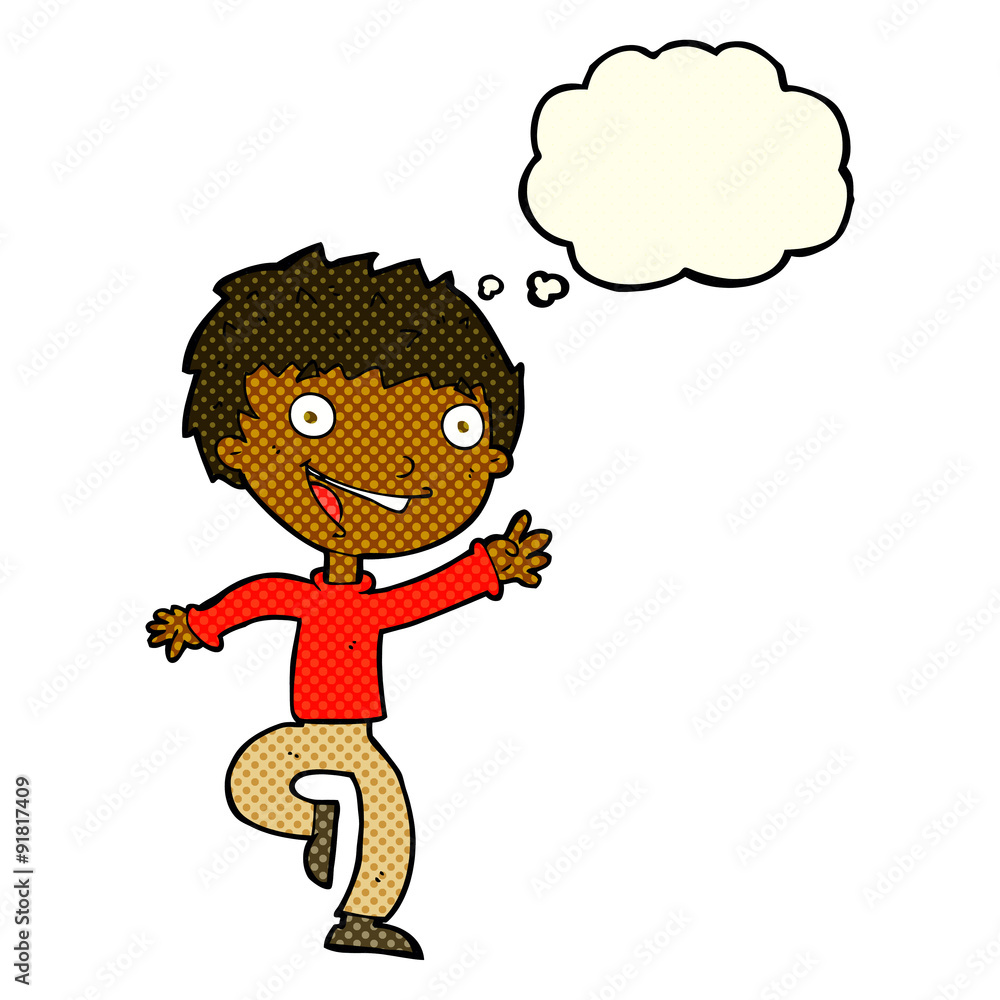 cartoon excited boy with thought bubble cartoon excited boy with thought bubble