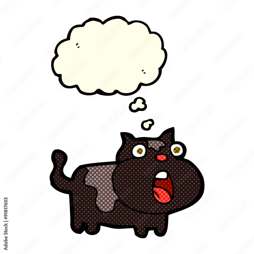 cartoon shocked cat with thought bubble cartoon shocked cat with thought bubble