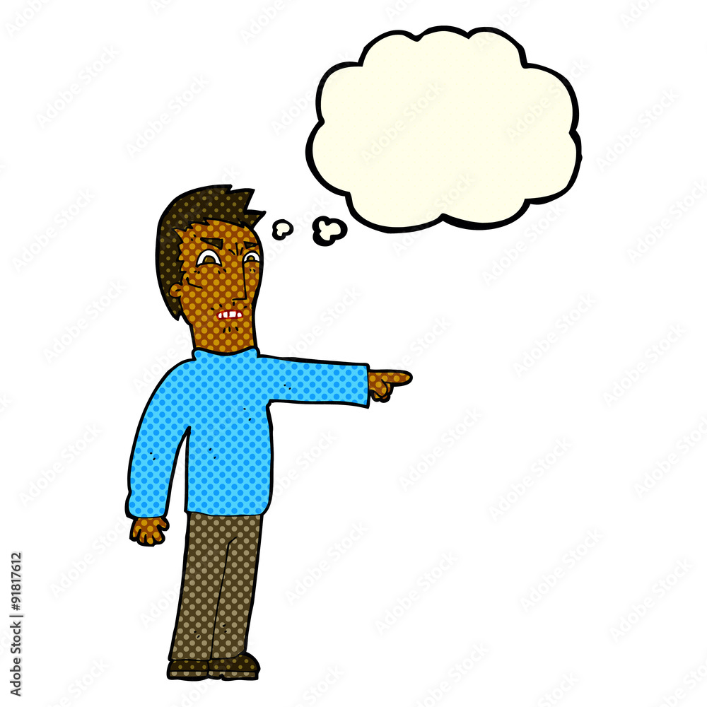 cartoon angry man pointing with thought bubble cartoon angry man pointing with thought bubble
