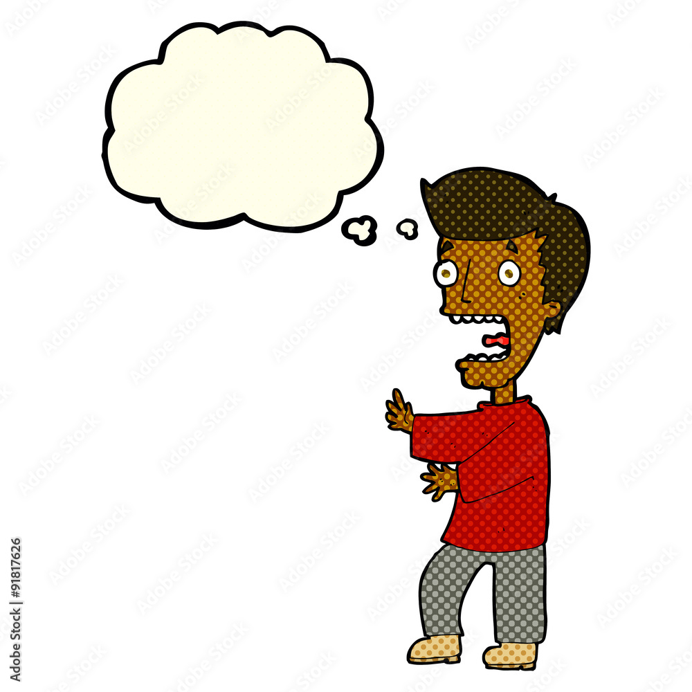 cartoon terrified man with thought bubble cartoon terrified man with thought bubble
