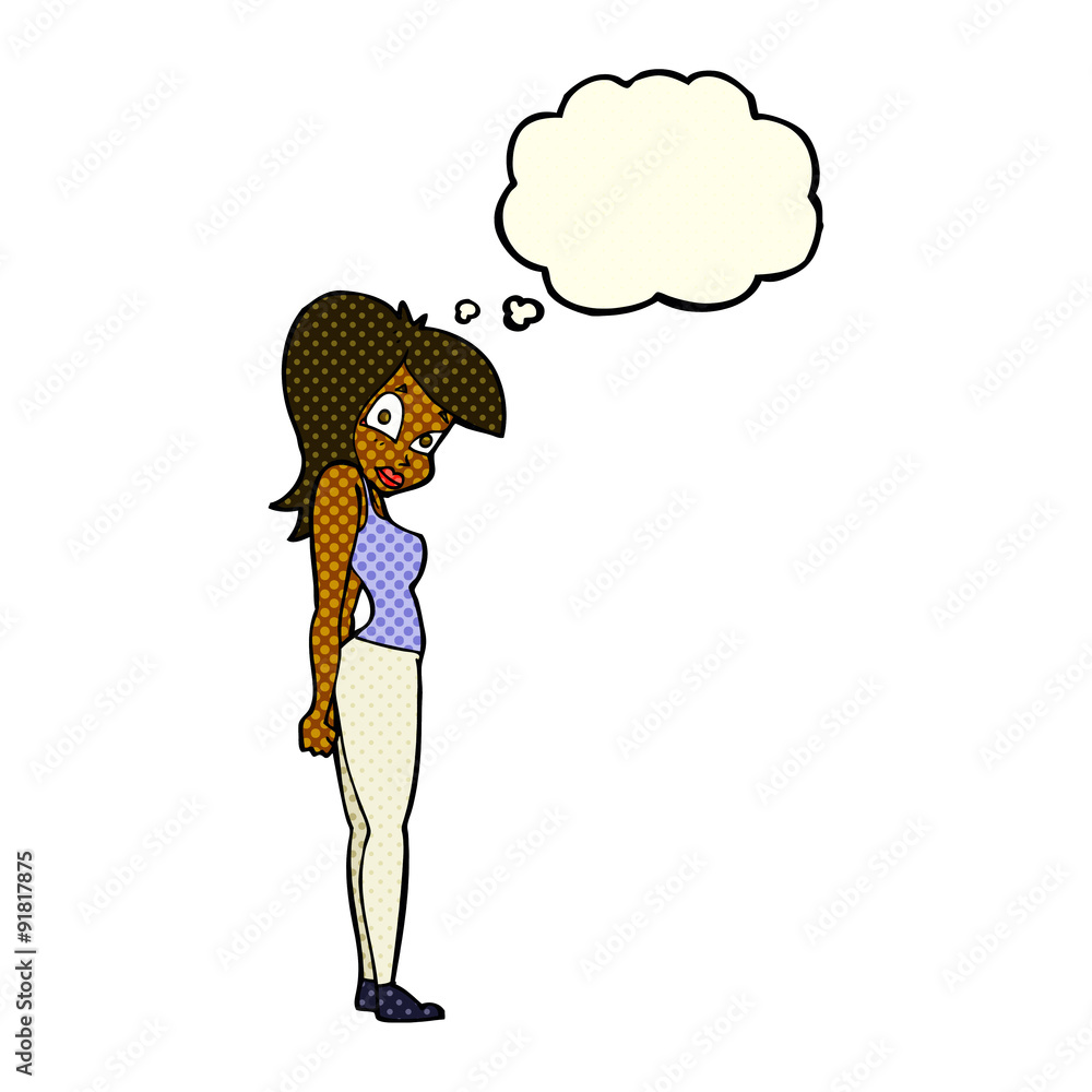 cartoon pretty woman with thought bubble cartoon pretty woman with thought bubble