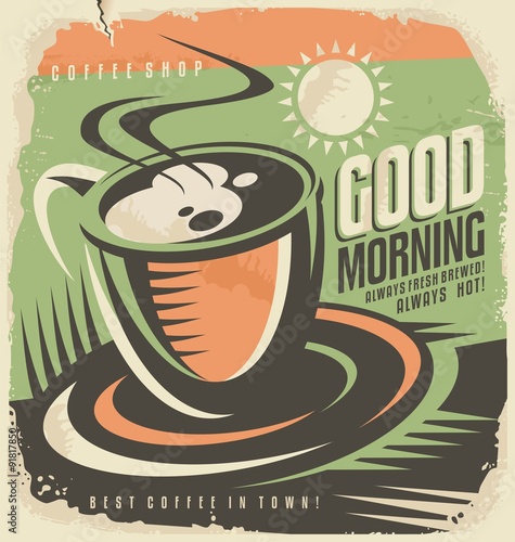  Retro poster design template for coffee shop