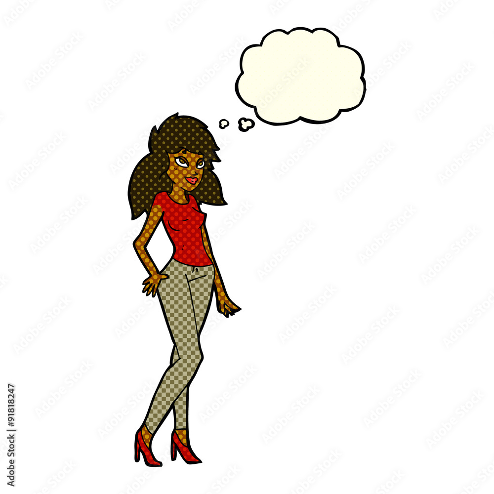 cartoon pretty woman with thought bubble cartoon pretty woman with thought bubble