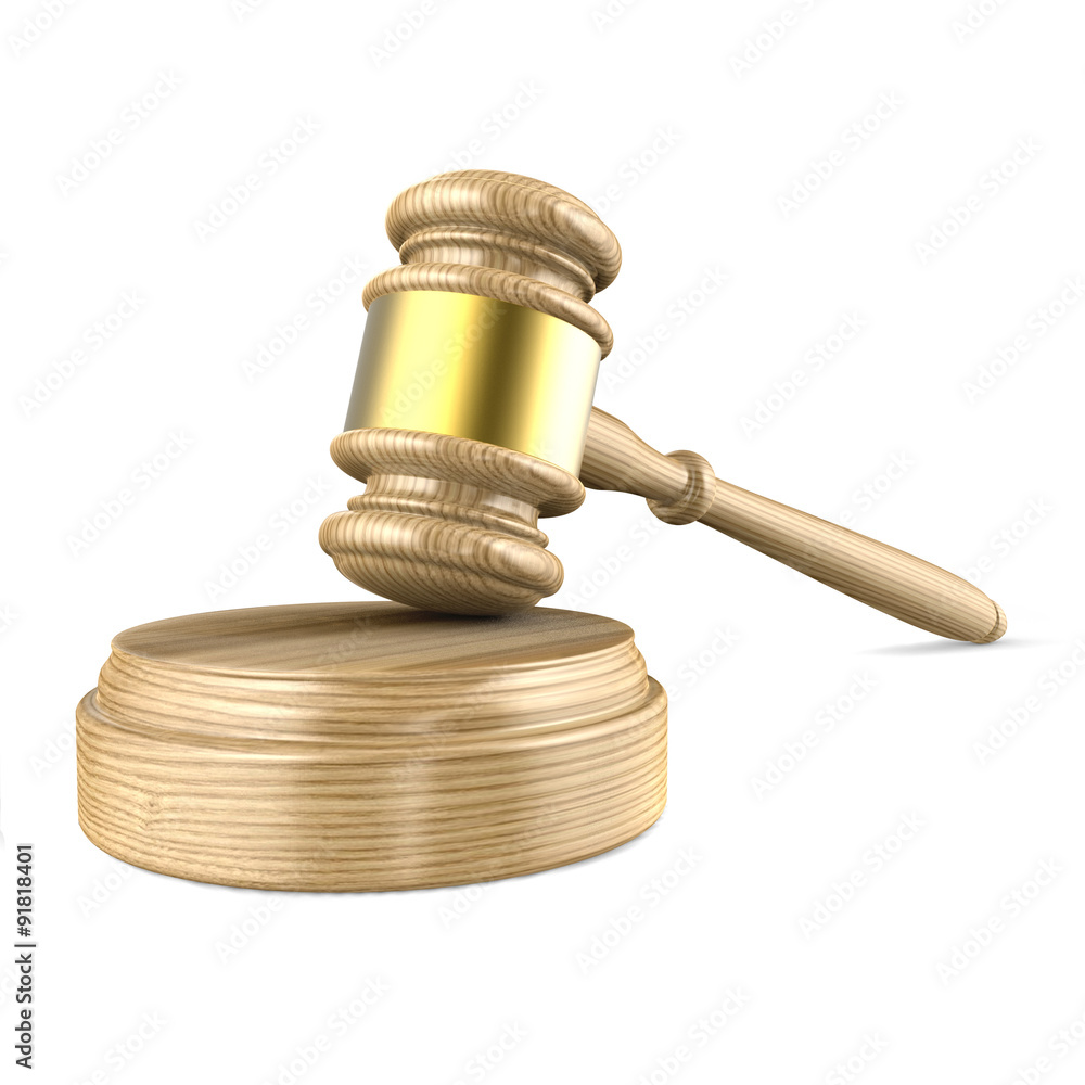 Wooden gavel. 3D illustration isolated on white background Wooden gavel. 3D illustration isolated on white background