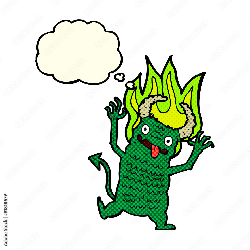 cartoon demon with thought bubble cartoon demon with thought bubble