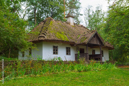 old traditional village house in a forest, ukraune
