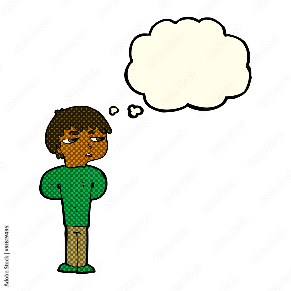 cartoon antisocial boy with thought bubble cartoon antisocial boy with thought bubble