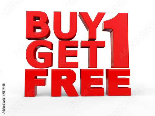 3d buy 1 get 1 free red text