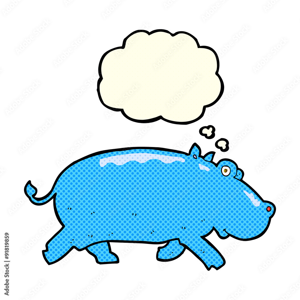 cartoon hippopotamus with thought bubble cartoon hippopotamus with thought bubble