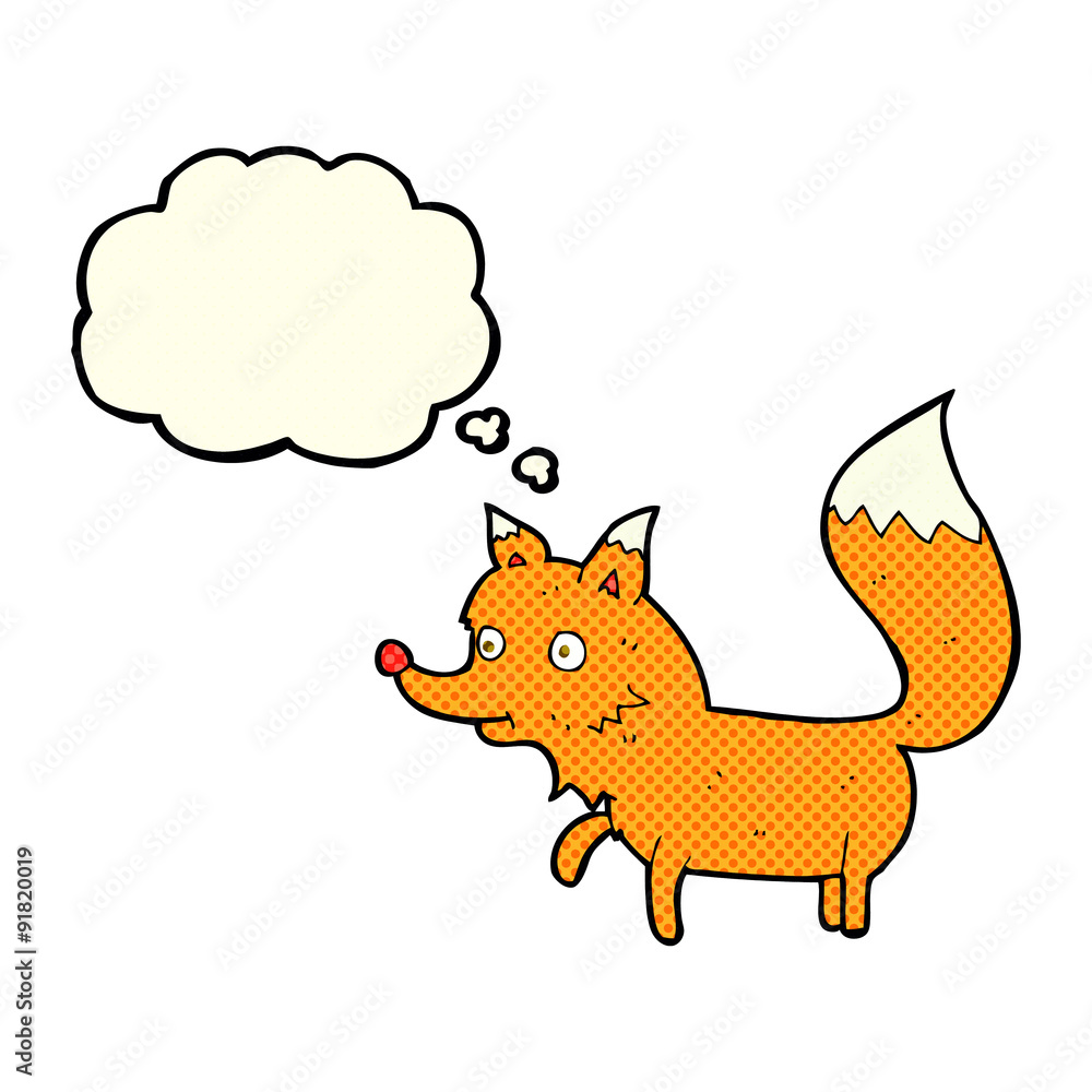 cartoon fox cub with thought bubble cartoon fox cub with thought bubble
