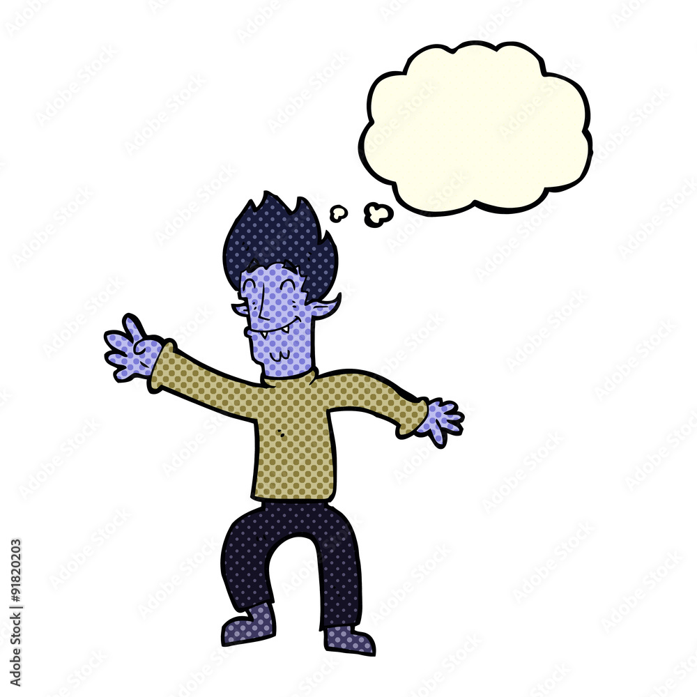 cartoon happy vampire man with thought bubble cartoon happy vampire man with thought bubble