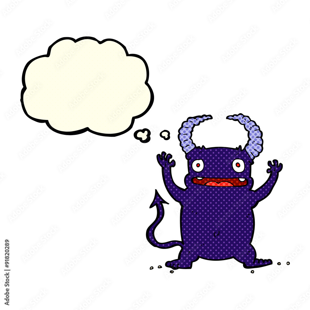 cartoon little devil with thought bubble cartoon little devil with thought bubble