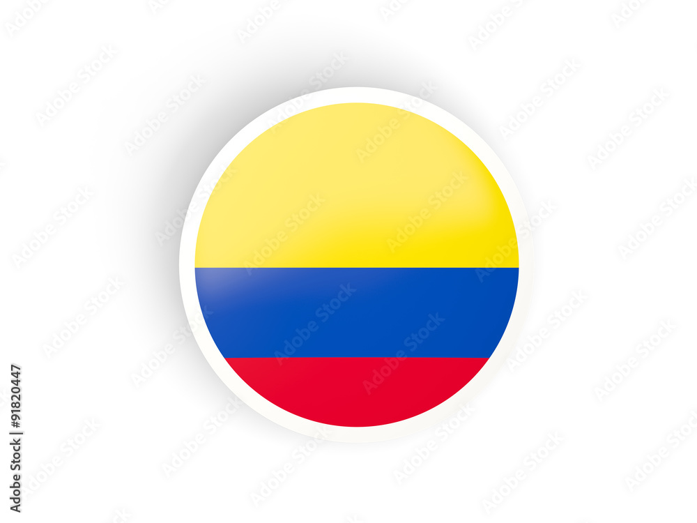 Obraz premium Round sticker with flag of colombia