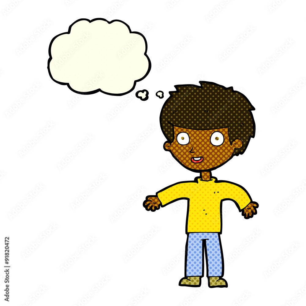 cartoon happy man with thought bubble cartoon happy man with thought bubble