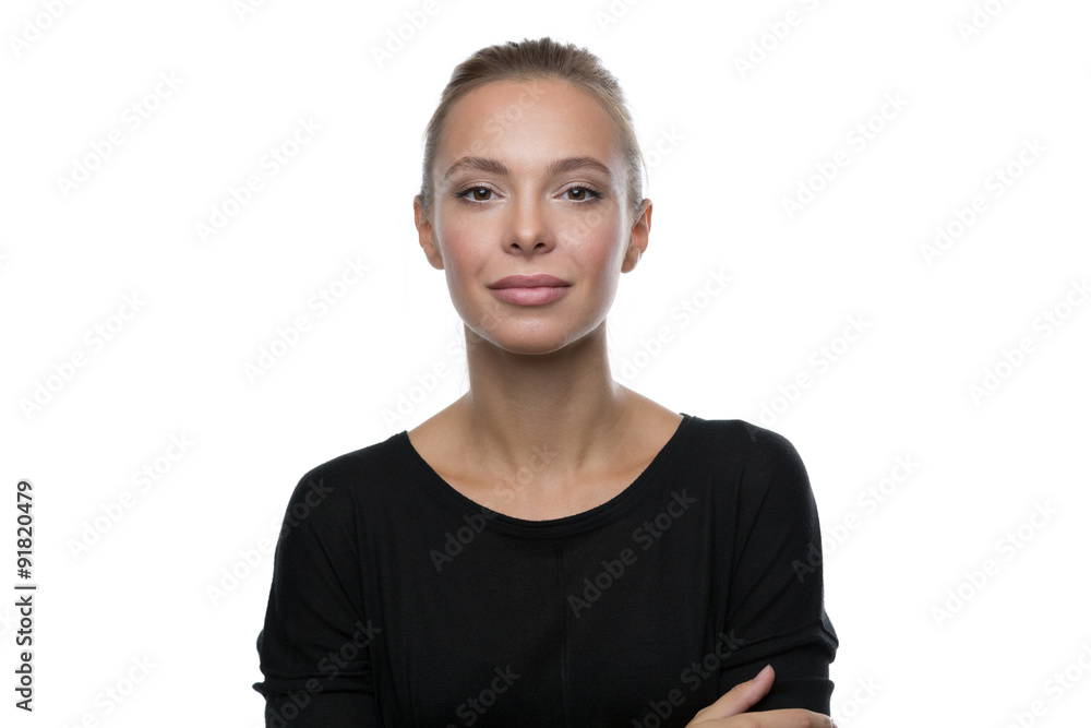 Portrait of beautiful woman on white background Portrait of beautiful woman on white background