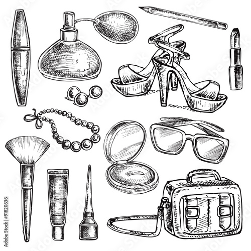 hand drawn collection of beauty