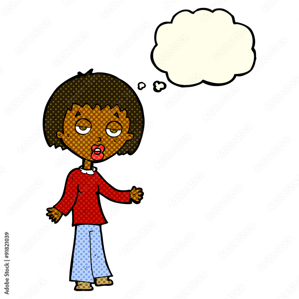 cartoon tired woman with thought bubble cartoon tired woman with thought bubble