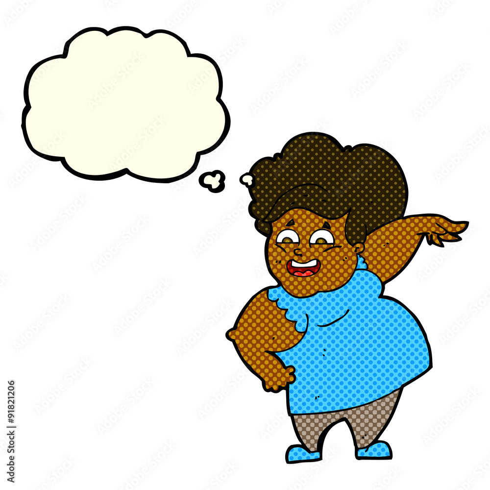 cartoon overweight woman with thought bubble cartoon overweight woman with thought bubble