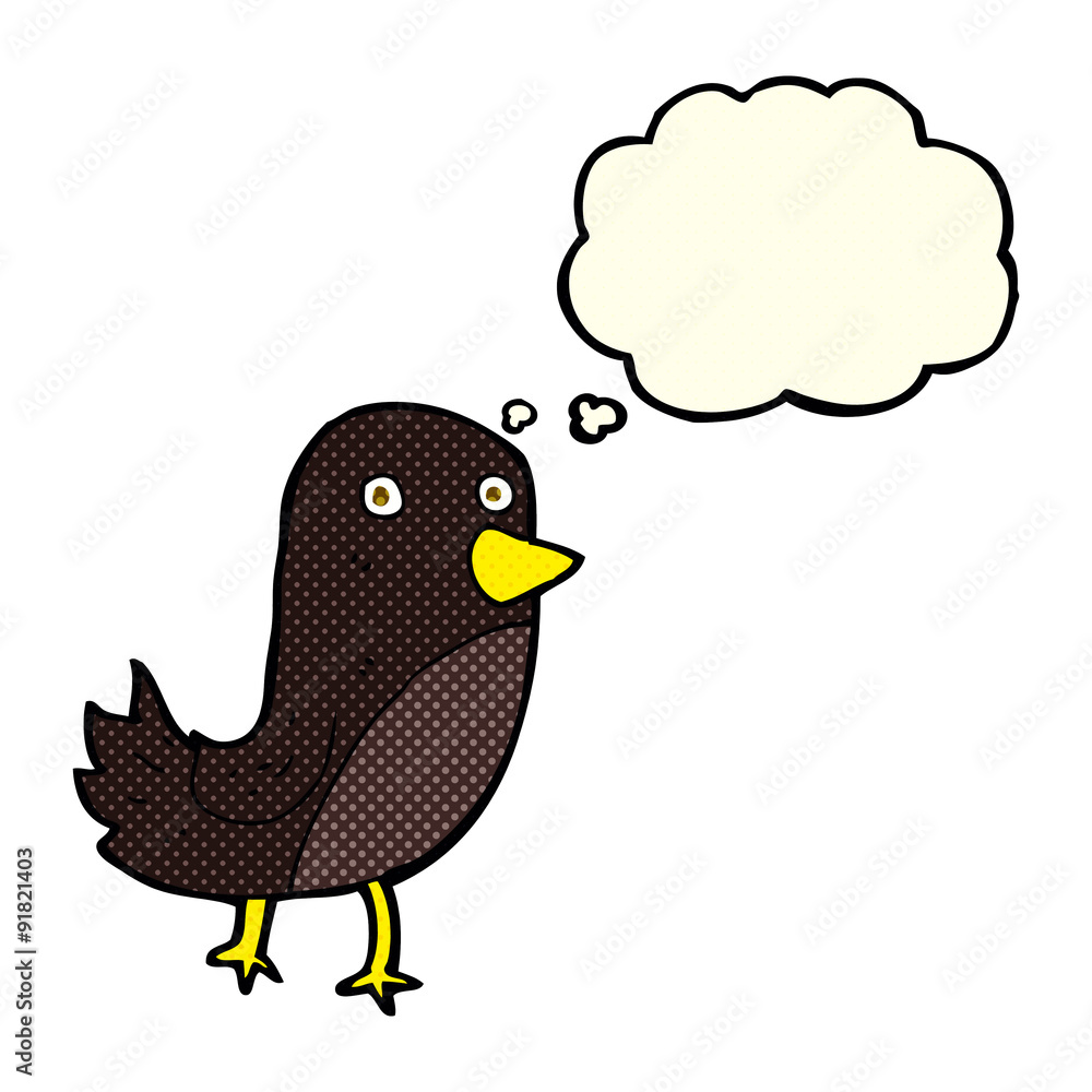 cartoon bird with thought bubble cartoon bird with thought bubble
