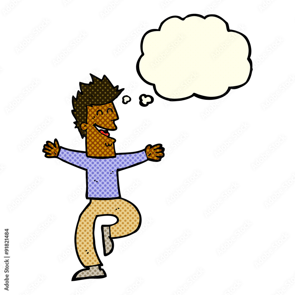 cartoon laughing man with thought bubble cartoon laughing man with thought bubble