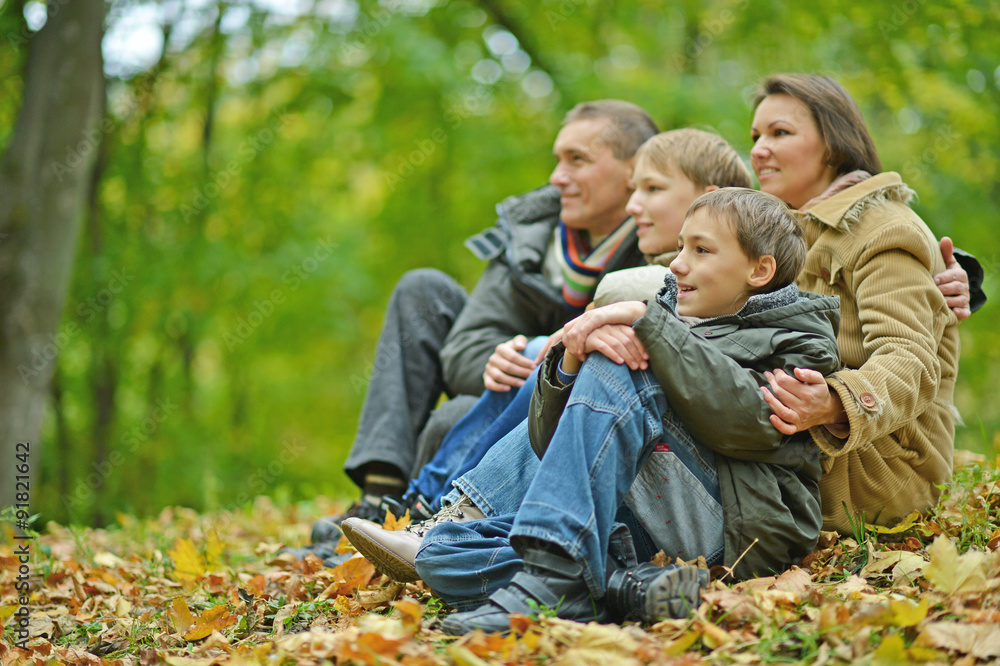 sitting in autumn park sitting in autumn park