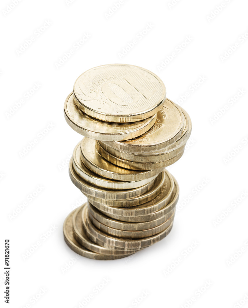 The coins isolated on a white background The coins isolated on a white background