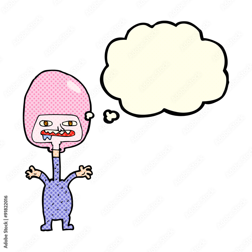 cartoon space alien with thought bubble cartoon space alien with thought bubble