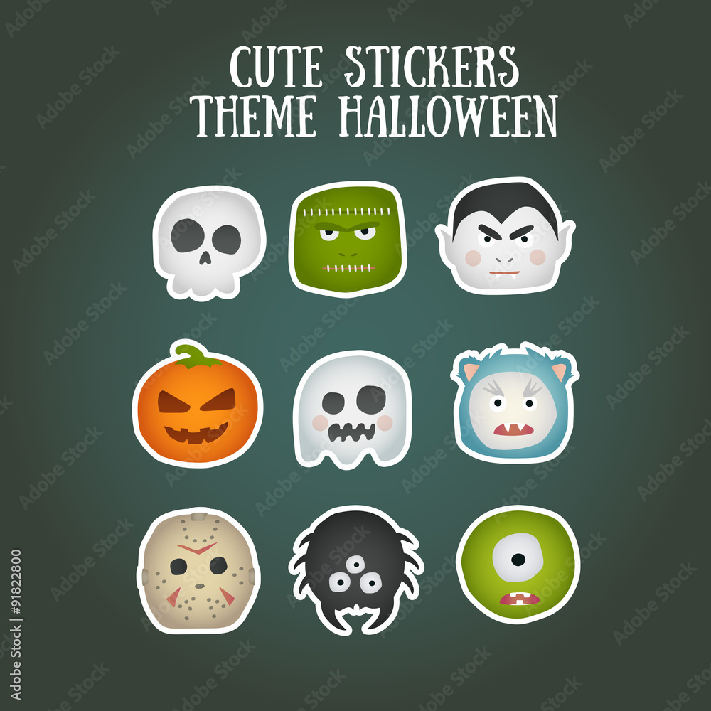 Obraz premium Cute Stickers theme Halloween