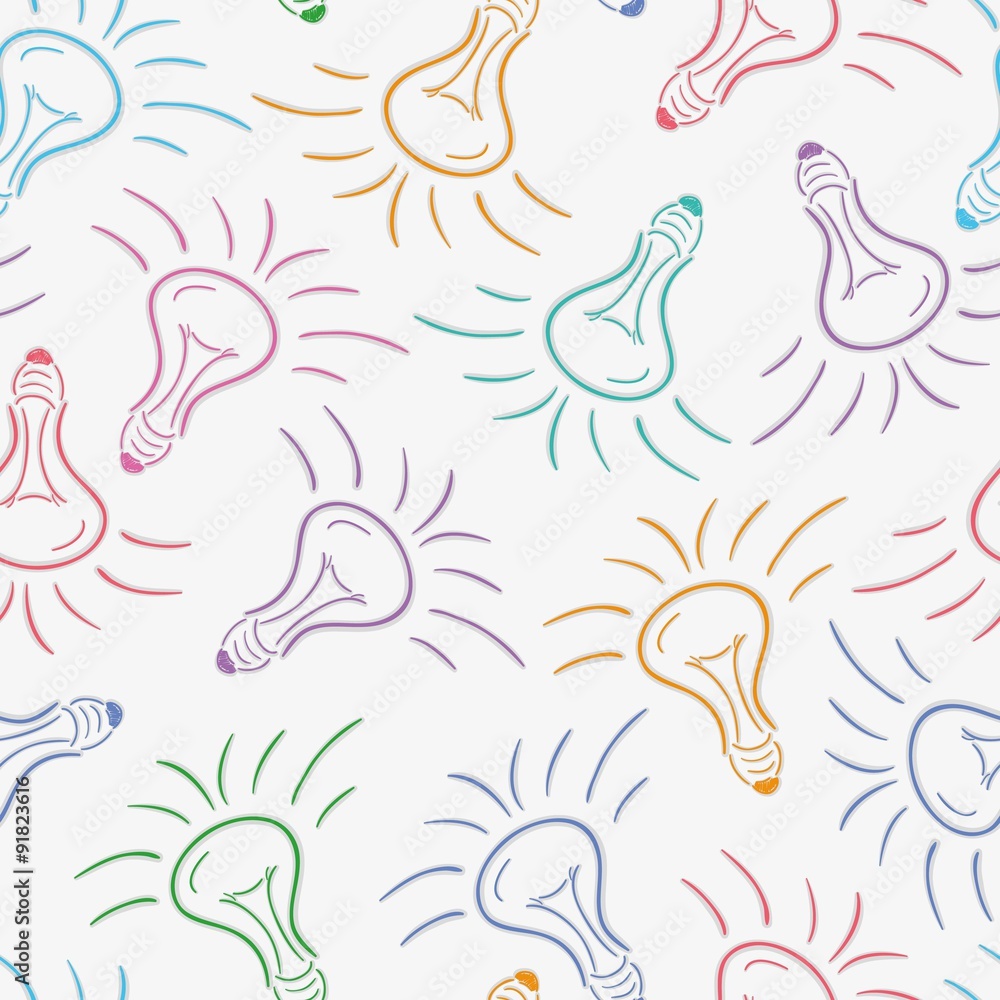Obraz premium color bulbs, sketch, seamless pattern