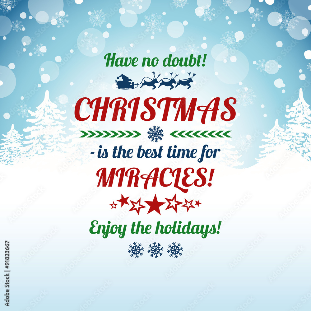 Christmas Greeting Card With Typography Text. Christmas Greeting Card With Typography Text.