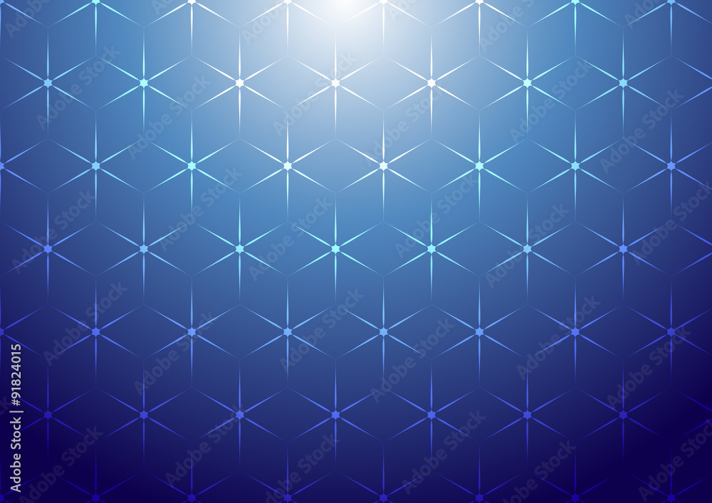 Geometric rhombus seamless pattern on blue bright gradient abstract background. Modern stylish texture.
