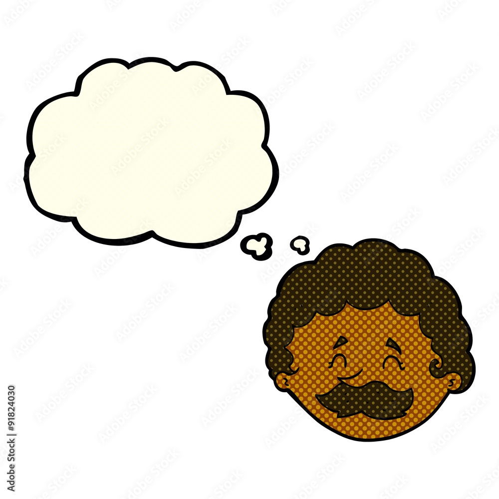 cartoon man with mustache with thought bubble cartoon man with mustache with thought bubble