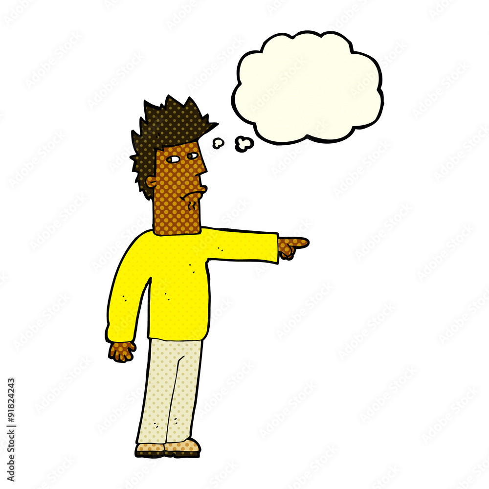cartoon man pointing with thought bubble cartoon man pointing with thought bubble