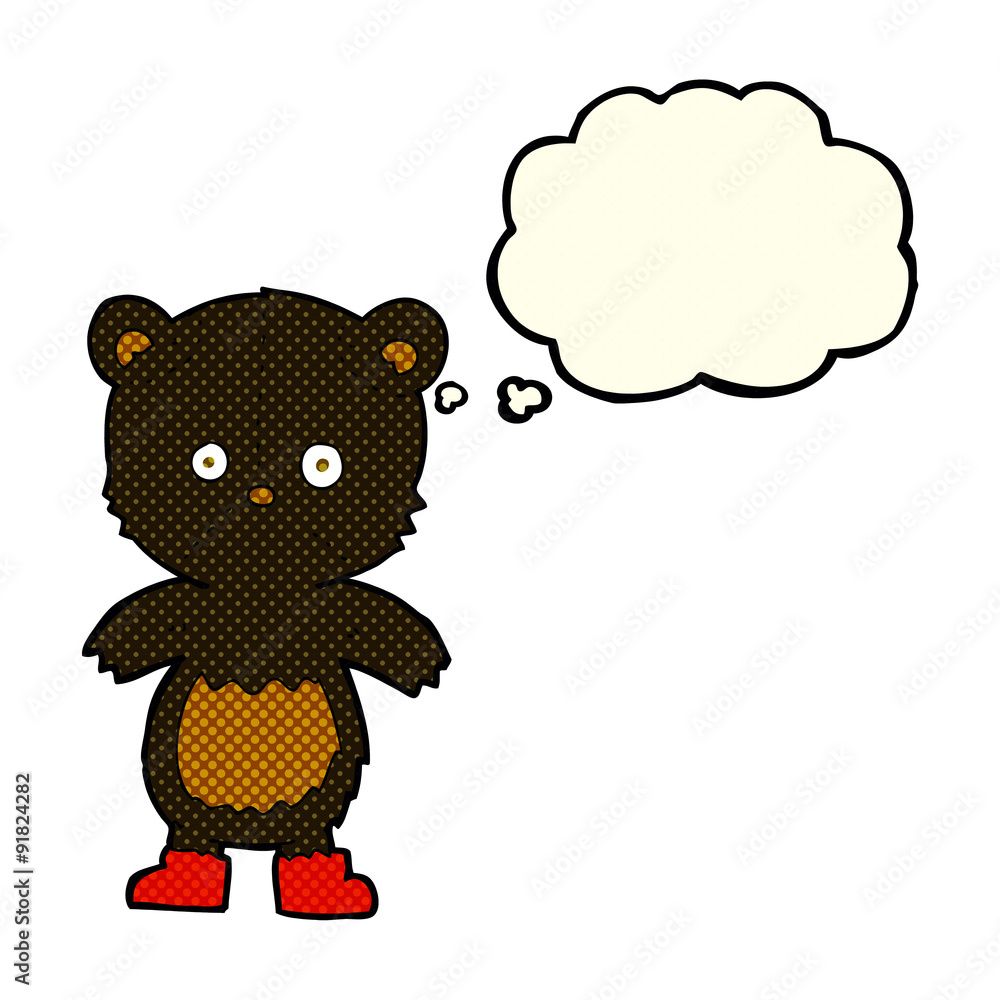 Fototapeta premium cartoon black bear cub with thought bubble